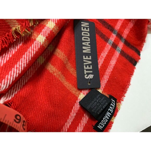 NWT Steve Madden Red Plaid Long Scarf - Picture 6 of 7